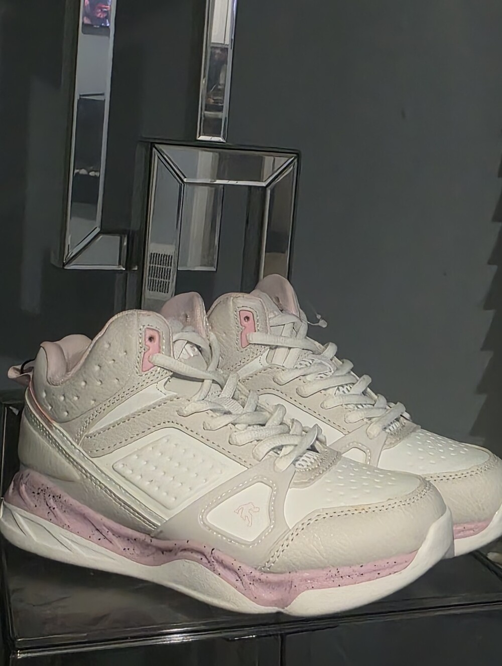 BNWOB AND1 Kids Assist 6.0 High-Top Basketball Sneakers Pink White - Size 2